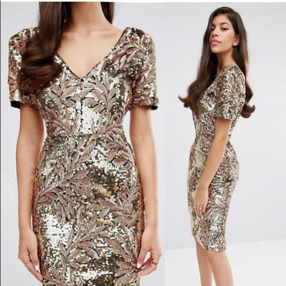 Sequin Midi Dress with Cap Sleeve by Club L